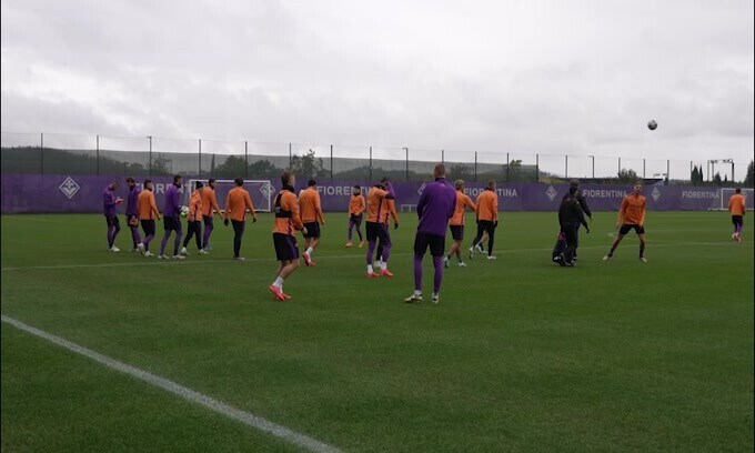Fiorentina, allenamento prima della sfida in Portogallo