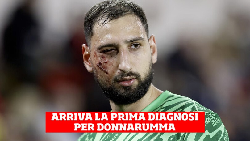 Donnarumma, la prima diagnosi dopo il brutale calcio in faccia