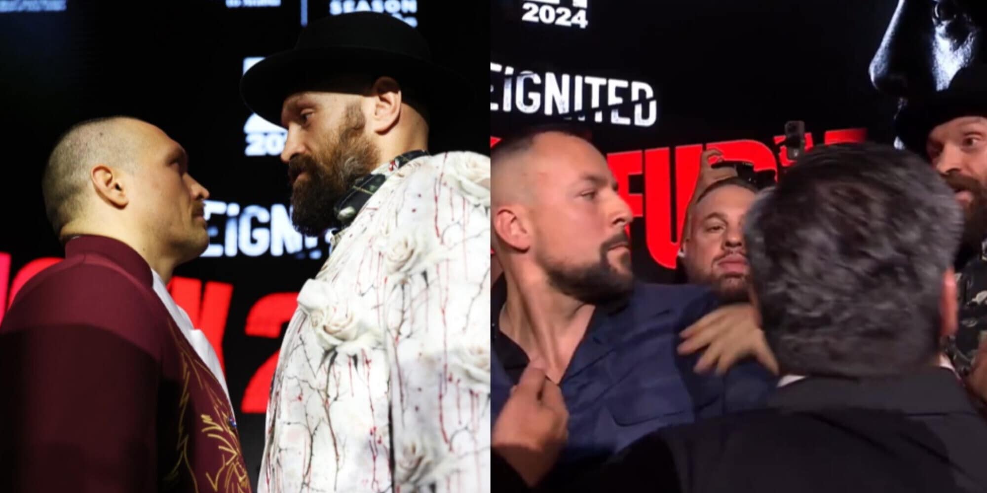 Tyson Fury e Usyk faccia a faccia per dieci minuti, poi arrivano le scintille