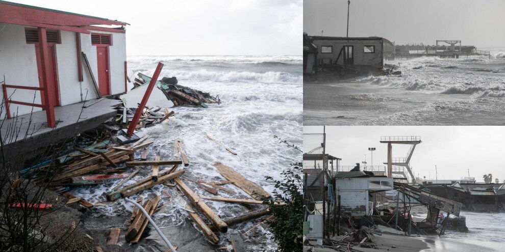 La mareggiata devasta il litorale romano: allarme ad Ostia e Fiumicino