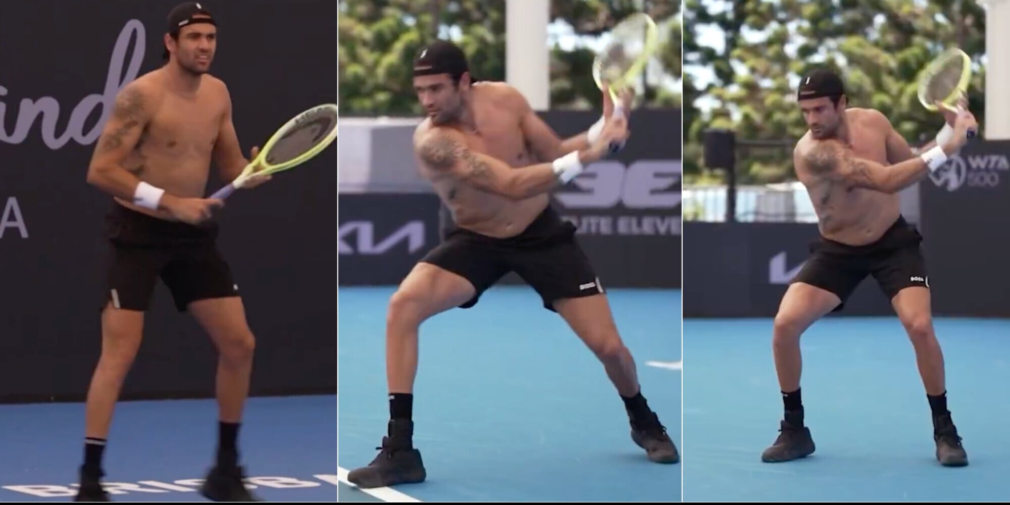 Berrettini carico a Brisbane, l’allenamento a torso nudo!