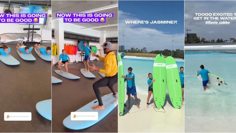 Da Paolini a Cobolli, lezione di surf per gli italiani in Australia