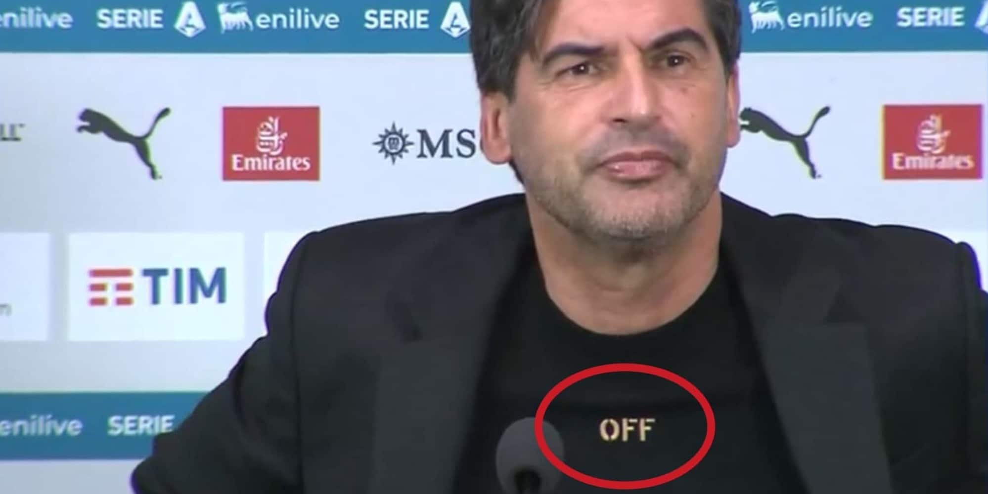 Fonseca in conferenza con una maglia che fa discutere: social scatenati