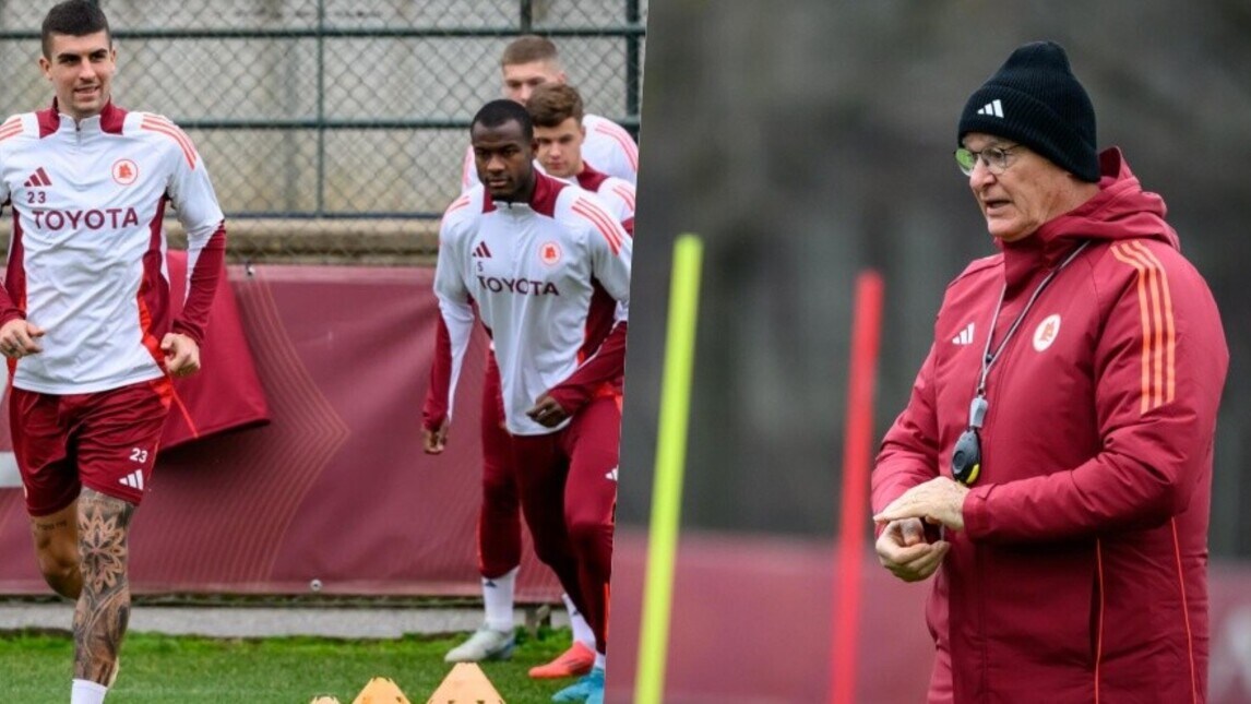 Roma, allenamento pre derby: tutti sotto gli occhi di Ranieri