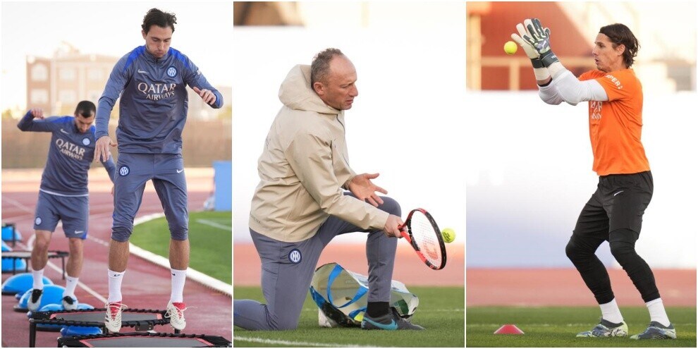 Racchette, palline da tennis e trampolini: così l'Inter prepara il derby con il Milan