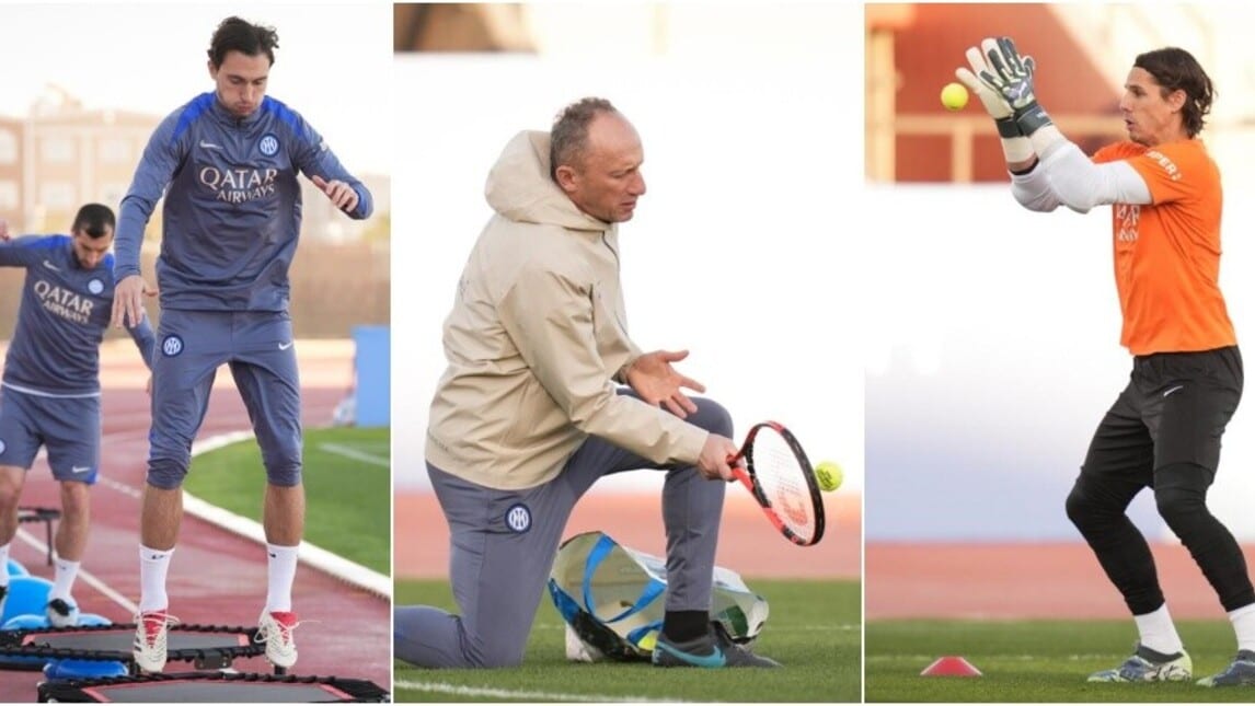 Racchette, palline da tennis e trampolini: così l'Inter prepara il derby con il Milan