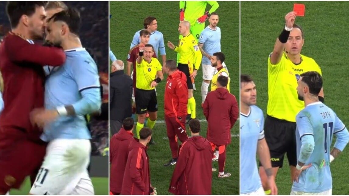 Rissa nel finale di Roma-Lazio: caos totale, la fotosequenza