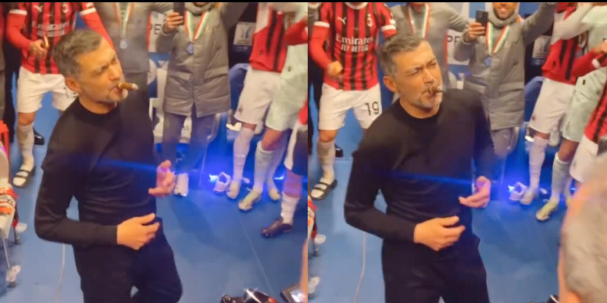Supercoppa, Conceiçao scatenato nello spogliatoio del Milan: sigaro e ballo per festeggiare