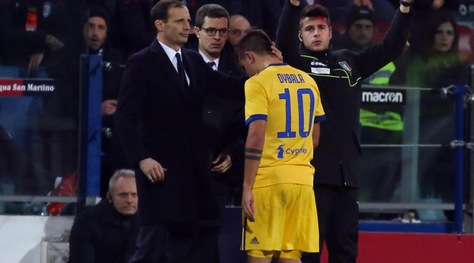 Cagliari-Juventus, Dybala ko: esce in lacrime