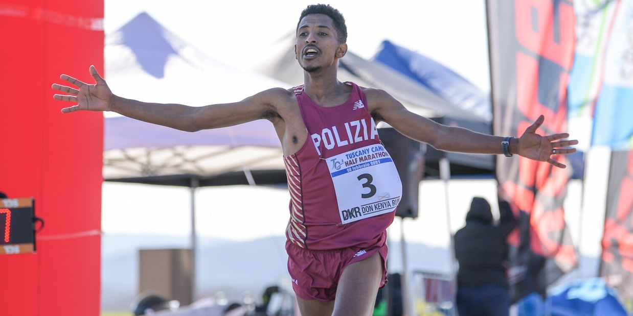 Eyob Faniel, record italiano half marathon in aeroporto