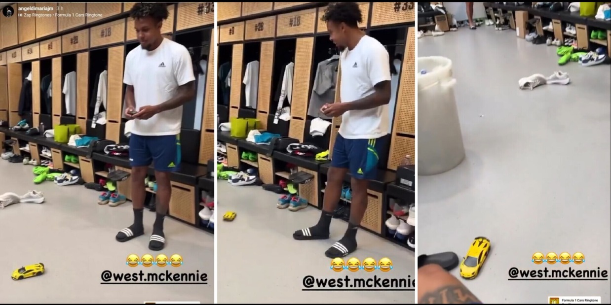 Juve: McKennie gioca con la macchinina, Di Maria se la ride