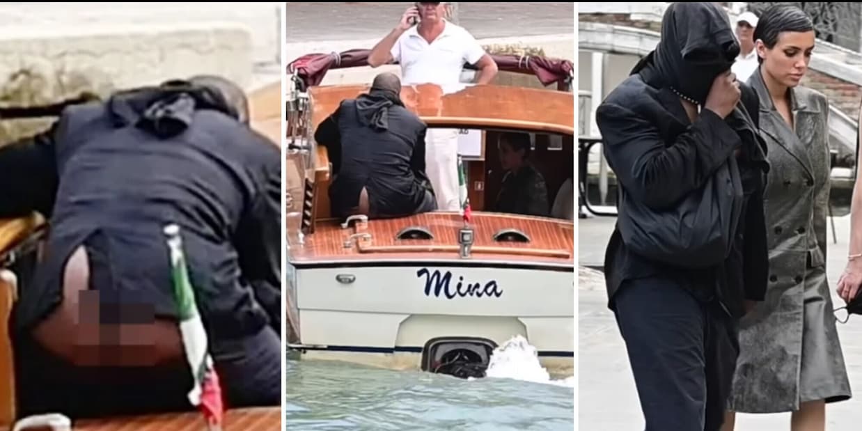 Kanye West mezzo nudo in barca: scandalo a Venezia