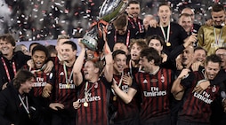 Milan, i festeggiamenti dopo la vittoria ai rigori contro la Juventus