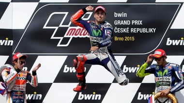 Brno, che podio con Lorenzo, Marquez e Rossi!
