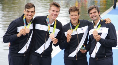 Rio 2016 Canottaggio: Italia di bronzo nel 4 senza, le immagini