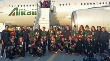 Rio 2016, rientro festoso in Italia per il Setterosa