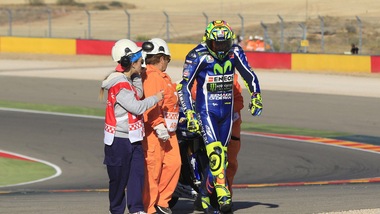 MotoGp Aragon, Rossi: «Acciaccato ma sto bene, spiace per il sesto posto»