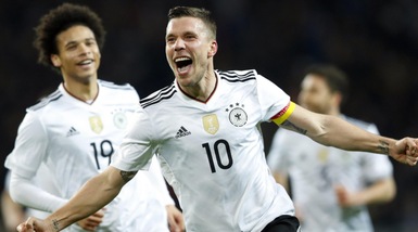 Germania-Inghilterra 1-0: Podolski saluta con un gol