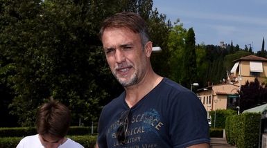 Batistuta a Coverciano per l'allenamento della Nazionale