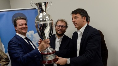 Volley: A2 Maschile, Matteo Renzi e Luca Lotti in visita alla Emma Villas