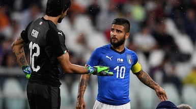 Italia-Olanda, Insigne con la fascia da capitano