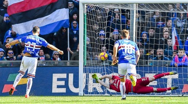 Quagliarella, scintille con Cragno in Samp-Cagliari