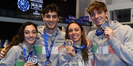Europei vasca corta: Italia argento e record nella 4X50 sl mista