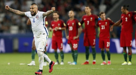 Confederations Cup, Portogallo-Cile 0-3 ai rigori: in finale con Bravo