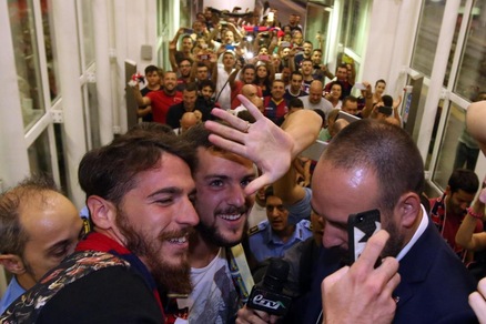 Destro a Bologna: che festa all'arrivo!