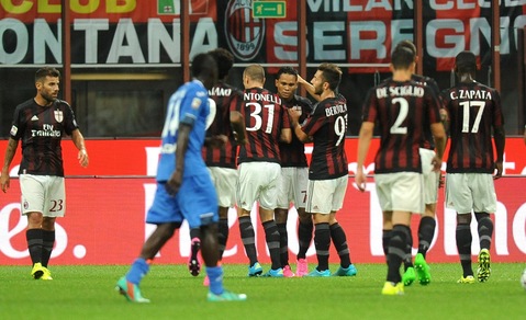 Milan, Bacca e Luiz Adriano battono l'Empoli