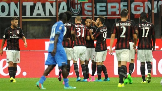 Milan, Bacca e Luiz Adriano battono l'Empoli