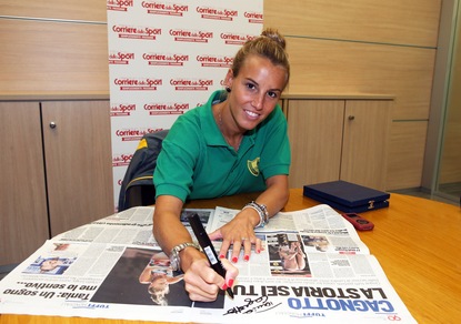 Tania Cagnotto in visita al Corriere dello Sport