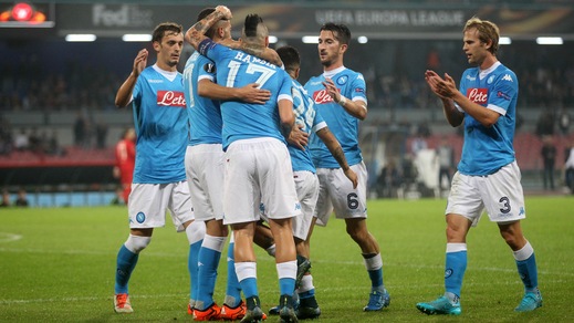 Europa League, Napoli-Midtjylland 5-0: Gabbiadini doppietta super