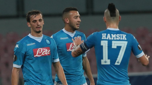 Europa League, Napoli-Midtjylland: 5-0, El Kaddouri-Gabbiadini (2)-Maggio-Callejon