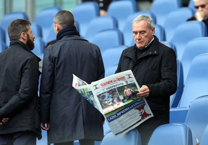 Lazio-Palermo, all'Olimpico Grasso legge il Corriere dello Sport-Stadio