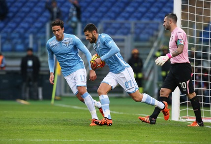 Lazio-Palermo 1-1, Candreva su rigore risponde a Goldaniga