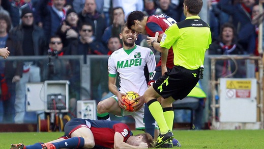 Serie A, giudice sportivo: stangata per Berardi. Stop Destro-Gentiletti