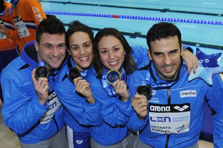 Nuoto, Europei vasca corta, primi gli azzurri della staffetta 4X50 sl mista