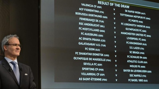 Sorteggi Europa League: Villarreal-Napoli, Galatasaray-Lazio, Fiorentina-Tottenham