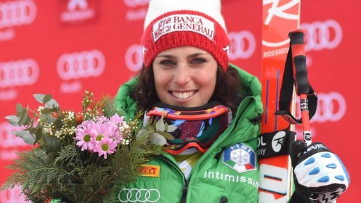 Sci, Federica Brignone fa festa sul podio