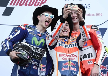 MotoGp Austin, festa Marquez. Rossi subito ko