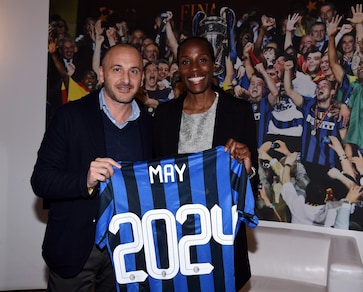 Fiona May visita l'Inter, anche i nerazzurri per Roma 2024