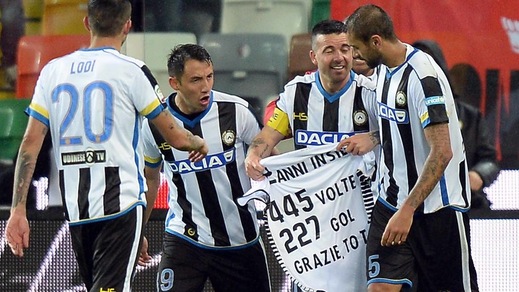 Udinese, Di Natale saluta con un gol. I tifosi: «Grazie Totò»