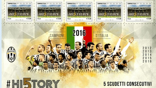 Juve, omaggio per la storia: i 5 scudetti consecutivi diventano 5 francobolli