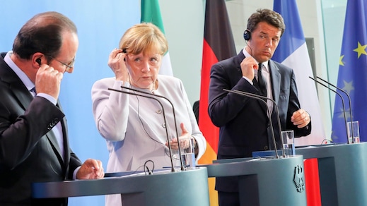 Euro 2016 Italia, Renzi: «Spettacolo vedere il 2-0 con Merkel e Hollande!»