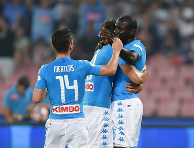 Napoli-Nizza 3-0: doppio Koulibaly e Mertens per la festa dei 90 anni