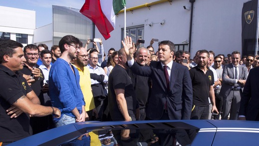Matteo Renzi in visita da Lamborghini