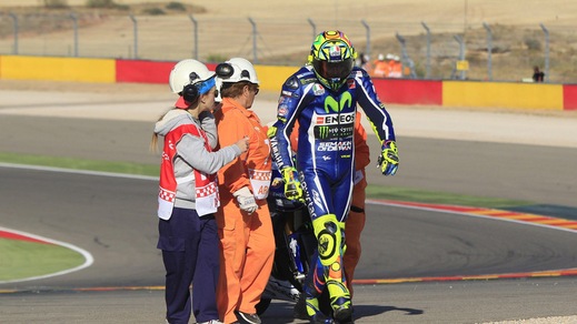 MotoGp Aragon, Rossi: «Acciaccato ma sto bene, spiace per il sesto posto»