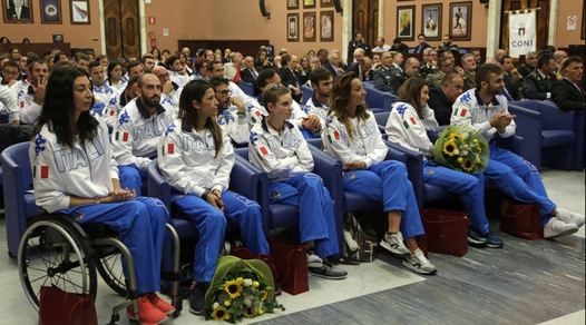 Scherma, sfilata degli azzurri al Coni: «Norcia nel cuore»
