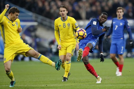 Francia-Svezia 2-1: Pogba-gol, Evra in campo 90'